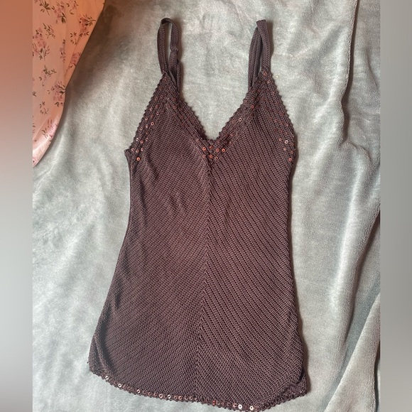 Thrifted crochet brown tank top! - Picture 1 of 2